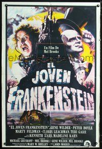 3t816 YOUNG FRANKENSTEIN Argentinean poster '74 Mel Brooks, Gene Wilder, Peter Boyle, great art!