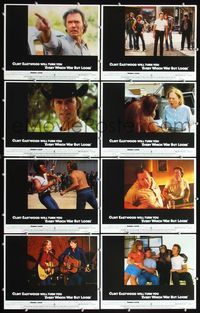 3t164 EVERY WHICH WAY BUT LOOSE 8 lobby cards '78 Clint Eastwood, Clyde the orangutan, Sondra Locke