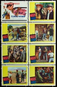 3t192 FLAMING STAR 8 lobby cards '60 cowboy Elvis Presley, Barbara Eden, Dolores Del Rio, Don Siegel