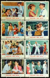 3t201 FOLLOW THE BOYS 8 lobby cards '63 Connie Francis, Paula Prentiss, Dany Robin, Russ Tamblyn