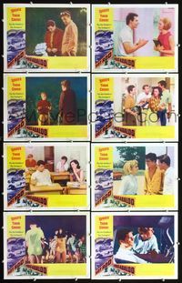 3t264 HOT ROD HULLABALOO 8 lobby cards '66 speed's their creed, the Jet-Age crowd - they're with it!