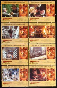 3t287 INDIANA JONES & THE LAST CRUSADE 8 English movie lobby cards '89 Harrison Ford, Sean Connery
