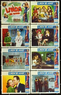3t324 LINDA BE GOOD 8 movie lobby cards '48 sexy Elyse Knox, Marie Wilson, John Hubbard