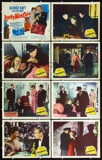 3t334 LUCKY NICK CAIN 8 movie lobby cards '50 George Raft with slim, blonde, beautiful Coleen Gray!