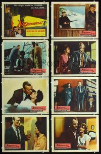 3t368 NIGHTFALL 8 lobby cards '57 Jacques Tourneur noir, Aldo Ray, sexy Anne Bancroft, Brian Keith