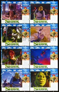 3t445 SHREK 8 LCs '01 great fairy tale cartoon scenes with Shrek, Fiona, Donkey & Farquaad!