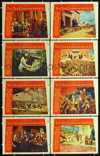 3t497 TEN COMMANDMENTS 8 lobby cards '56 Charlton Heston, Yul Brynner, Anne Baxter, Cecil B. DeMille