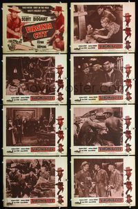 3t556 VIRGINIA CITY 8 lobby cards R56 Errol Flynn, Humphrey Bogart, Randolph Scott, Miriam Hopkins