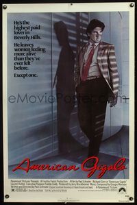 3u028 AMERICAN GIGOLO 1sheet '80 handsomest male prostitute Richard Gere is being framed for murder!