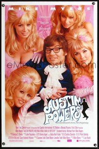 3u041 AUSTIN POWERS: INT'L MAN OF MYSTERY DS style B one-sheet '97 Mike Myers is frozen in the 60s!