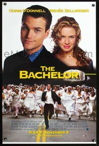 3u045 BACHELOR DS advance 1sheet '99 great image of Chris O'Donnell running from brides, Zellweger!