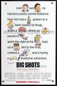 3u058 BIG SHOTS style A Advance 1sheet '87 Robert Mandel, Ricky Busker, Darius McCrary, cartoon art!