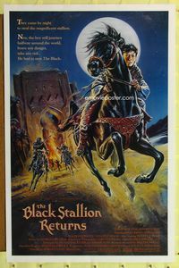 3u066 BLACK STALLION RETURNS one-sheet movie poster '83 really cool art of boy riding horse!
