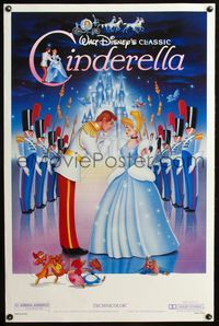 3u090 CINDERELLA one-sheet poster R87 Walt Disney classic romantic fantasy cartoon, great image!