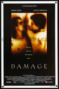 3u113 DAMAGE one-sheet '92 Louis Malle's Fatale, intimate photo of Jeremy Irons & Juliette Binoche!