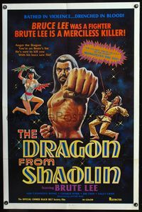 3u134 DRAGON FROM SHAOLIN one-sheet poster '70s Brute Lee's sure to kill you with his buzz saw fist!