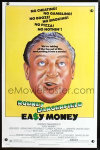 3u142 EASY MONEY one-sheet movie poster '83 great wacky headshot artwork of Rodney Dangerfield!