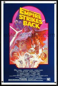 3u007 EMPIRE STRIKES BACK 1sh R82 George Lucas sci-fi classic, cool artwork by Tom Jung!