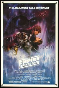 3u005 EMPIRE STRIKES BACK GWTW style 1sh '80 George Lucas sci-fi classic, cool artwork by Tom Jung!