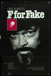 3u159 F FOR FAKE one-sheet poster '78 Orson Welles' Verites et mensonges, fakery, great close-up!