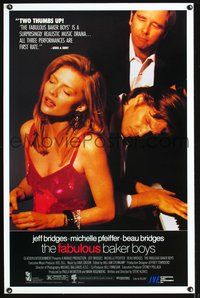 3u161 FABULOUS BAKER BOYS video one-sheet poster '89 Jeff & Beau Bridges, sexy Michelle Pfeiffer!