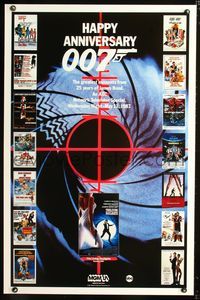 3u218 HAPPY ANNIVERSARY 007 one-sheet '87 25 years of James Bond, cool image of all 007 posters!