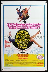 3u244 HOW TO SUCCEED IN BUSINESS WITHOUT TRYING one-sheet '67 Robert Morse, art by Frank Loesser!