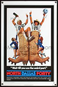 3u397 NORTH DALLAS FORTY one-sheet poster '79 Nick Nolte, great Texas football art by Morgan Kane!