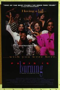 3u417 PARIS IS BURNING one-sheet movie poster '90 great photo of cross-dressing drag queens in NYC!