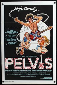 3u425 PELVIS one-sheet movie poster '77 great Elvis comedy spoof, high comedy, wackiest art!