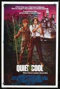 3u452 QUIET COOL one-sheet '86 James Redmar, great art of cast in field of marijuana & NYC skyline!