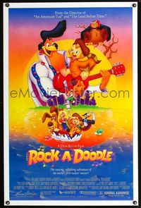 3u483 ROCK-A-DOODLE 1sheet '91 Don Bluth's cartoon adventure of the world's first rockin' rooster!