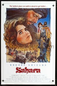 3u496 SAHARA one-sheet movie poster '84 great Drew Struzan art of sexy Brooke Shields in the desert!