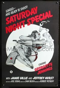 3u500 SATURDAY NIGHT SPECIAL one-sheet poster '76 sexy art of near-naked girl with huge smoking gun!