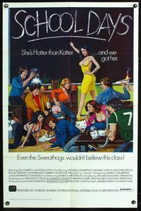 3u506 SCHOOL DAYS one-sheet movie poster '77 hotter than Kotter, artwork of sexy teacher & students!