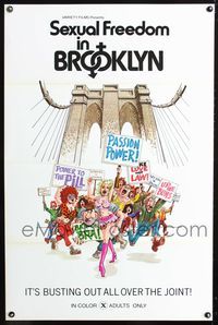 3u514 SEXUAL FREEDOM IN BROOKLYN one-sheet '71 great artwork, it's busting out all over the joint!
