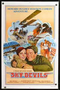 3u528 SKY DEVILS one-sheet movie poster R79 Howard Hughs, Spencer Tracy, cool aviation art!