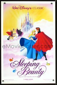 3u532 SLEEPING BEAUTY one-sheet movie poster R86 Walt Disney cartoon fairy tale fantasy classic!