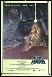 3u001 STAR WARS Heavy stock video 1sh R82 George Lucas sci-fi epic, Mark Hamill, Jung art!