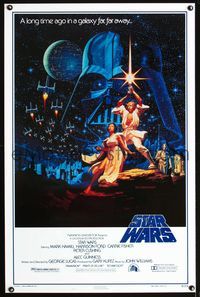 3u004 STAR WARS style B 1sh R92 George Lucas classic sci-fi epic, Mark Hamill, Carrie Fisher