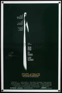 3u553 STATE OF GRACE DS signed one-sheet movie poster '90 cool image, autographed by Sean Penn!