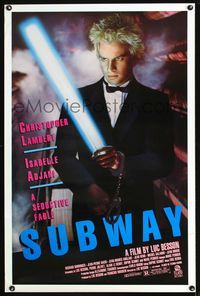 3u566 SUBWAY one-sheet poster '85 Luc Besson, cool image of Christopher Lambert, a seductive fable!