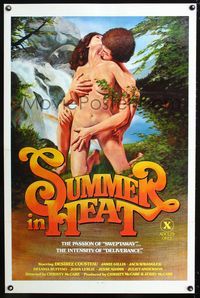 3u569 SUMMER IN HEAT 1sh '79 super sexy artwork image of naked man and woman in throes of ecstasy!