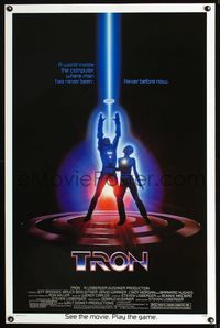 3u612 TRON one-sheet '82 Walt Disney sci-fi, Jeff Bridges in a computer, cool special effects!