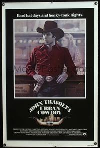3u628 URBAN COWBOY int'l 1sheet '80 great image of John Travolta in cowboy hat bull riding at bar!
