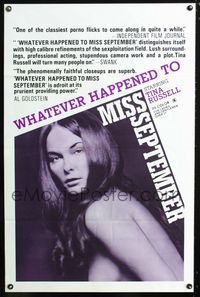 3u647 WHATEVER HAPPENED TO MISS SEPTEMBER one-sheet poster '74 sexy image of Tina Russell, x-rated!