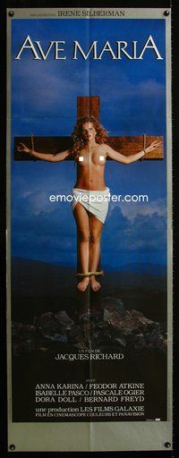 3v385 AVE MARIA French door panel '84 Jacques Richard, wild image of half-naked crucified girl!