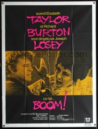3v461 BOOM French 1p '68 different image of Elizabeth Taylor & Richard Burton, Tennessee Williams