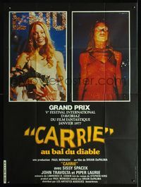 3v469 CARRIE French 1p '76 Stephen King, Sissy Spacek before and after her bloodbath at the prom!