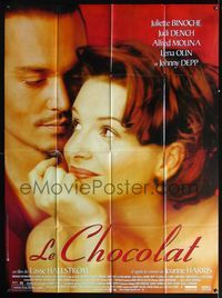 3v475 CHOCOLAT French one-panel movie poster '01 super close up of Johnny Depp & Juliette Binoche!